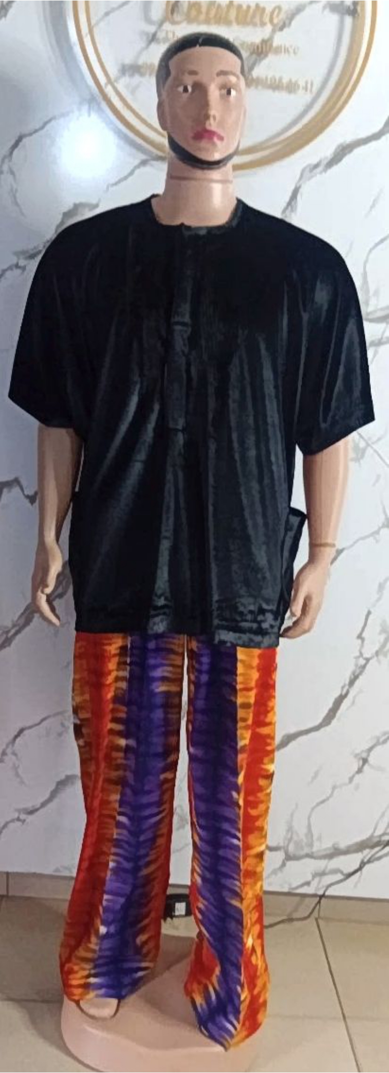Black Top & Tie-Dye Pants Set
