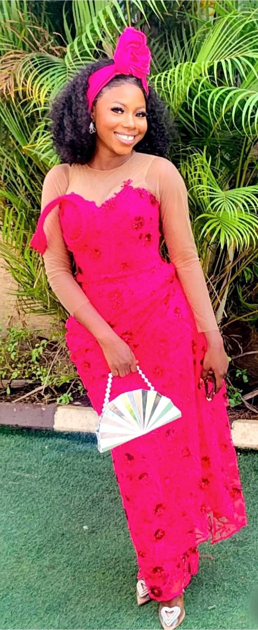 Fuchsia Pink Lace Gown