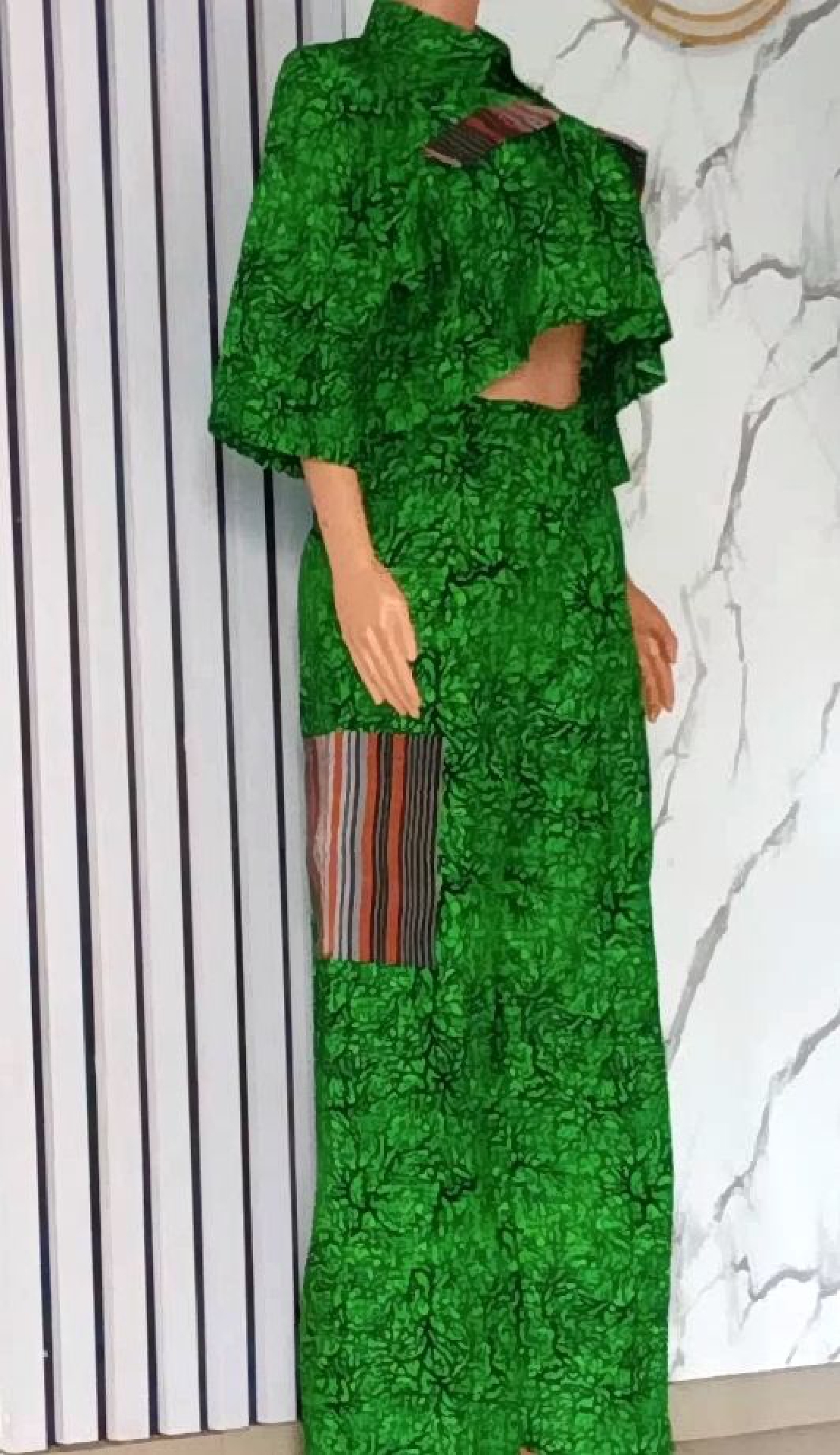 Green Print Kaftan Robe