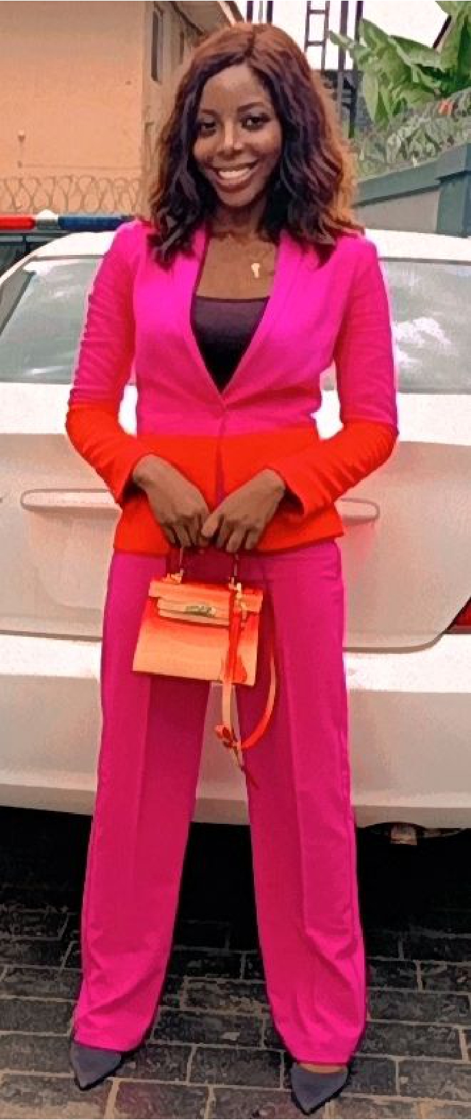 Pink & Orange Colour-Block Suit
