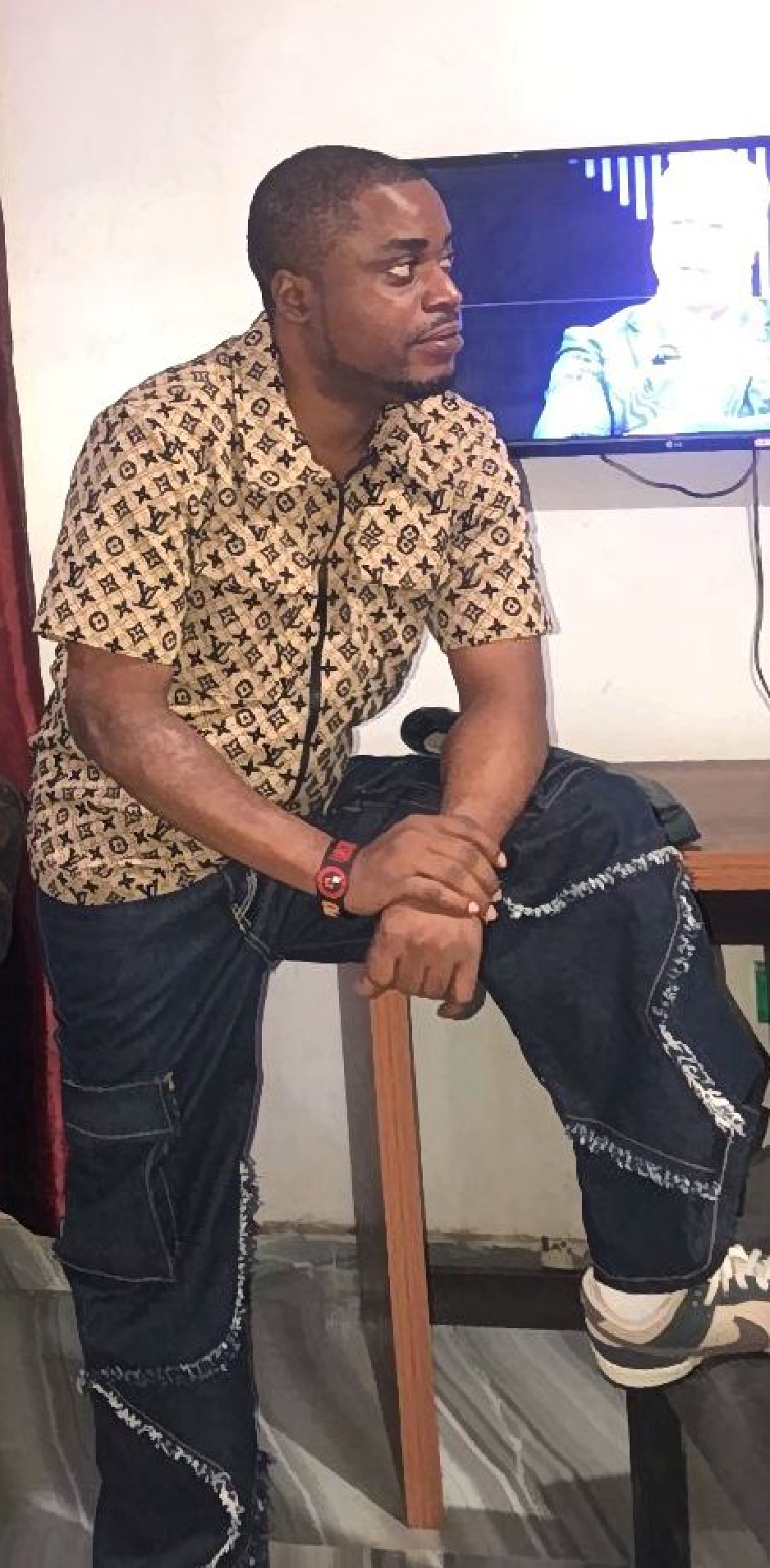 Print Shirt & Denim Cargo Set