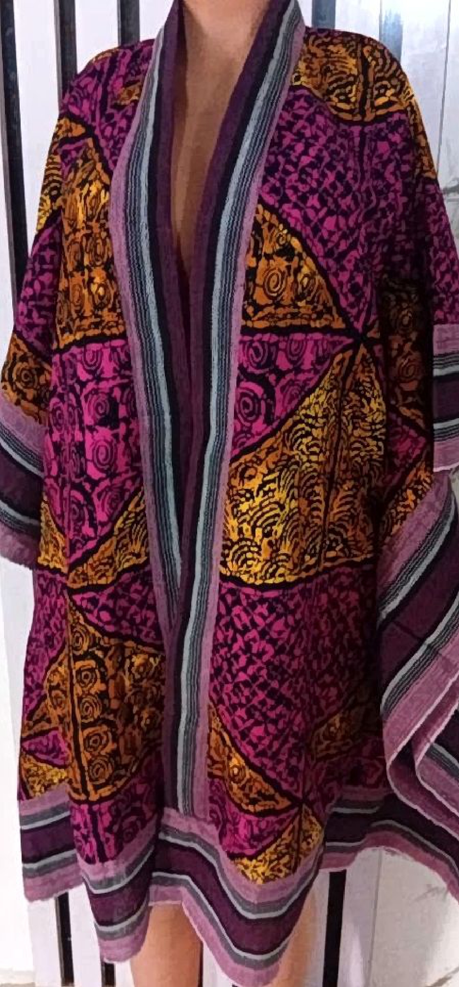Purple & Gold Print Kimono Wrap