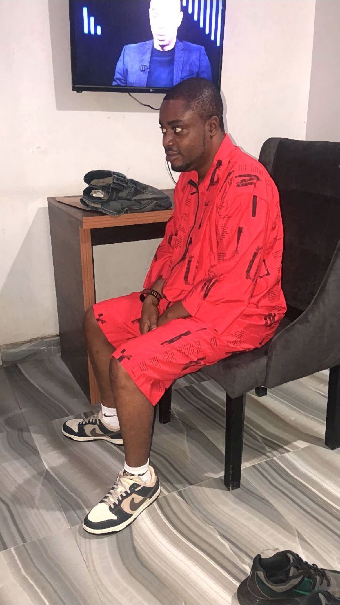 Red Print Shirt & Shorts Set