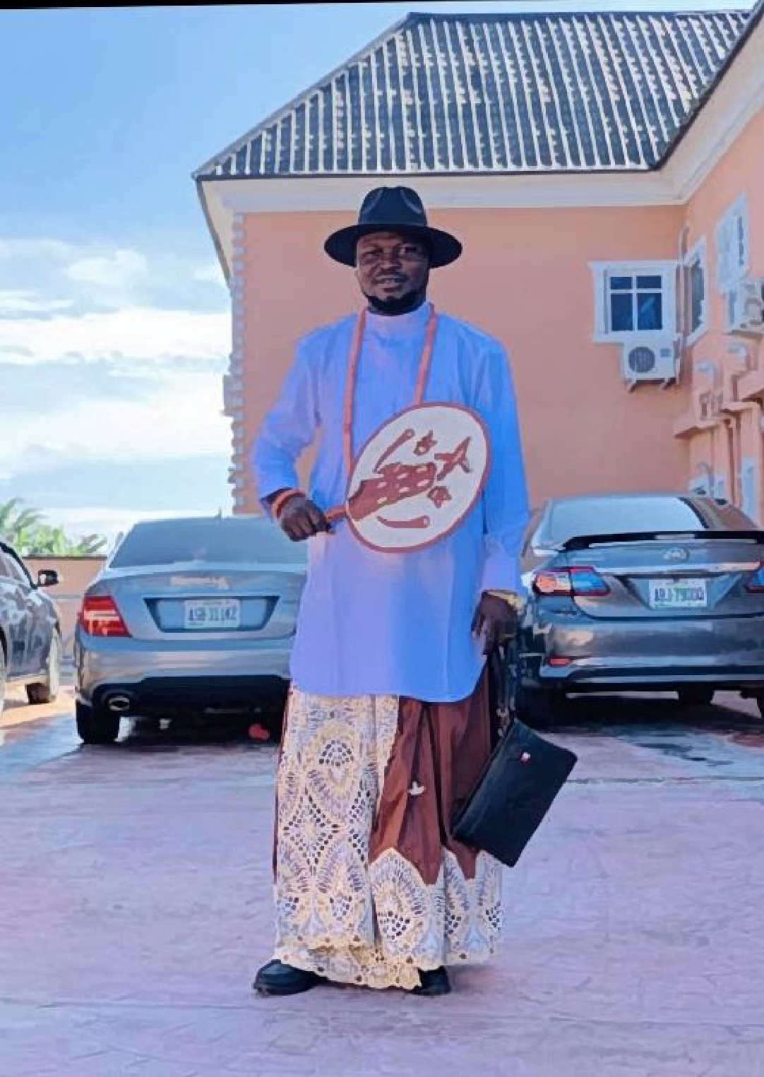 White Agbada with Coral Beads