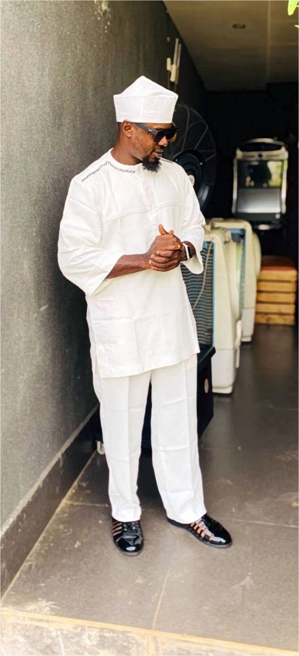 White Agbada with Cap