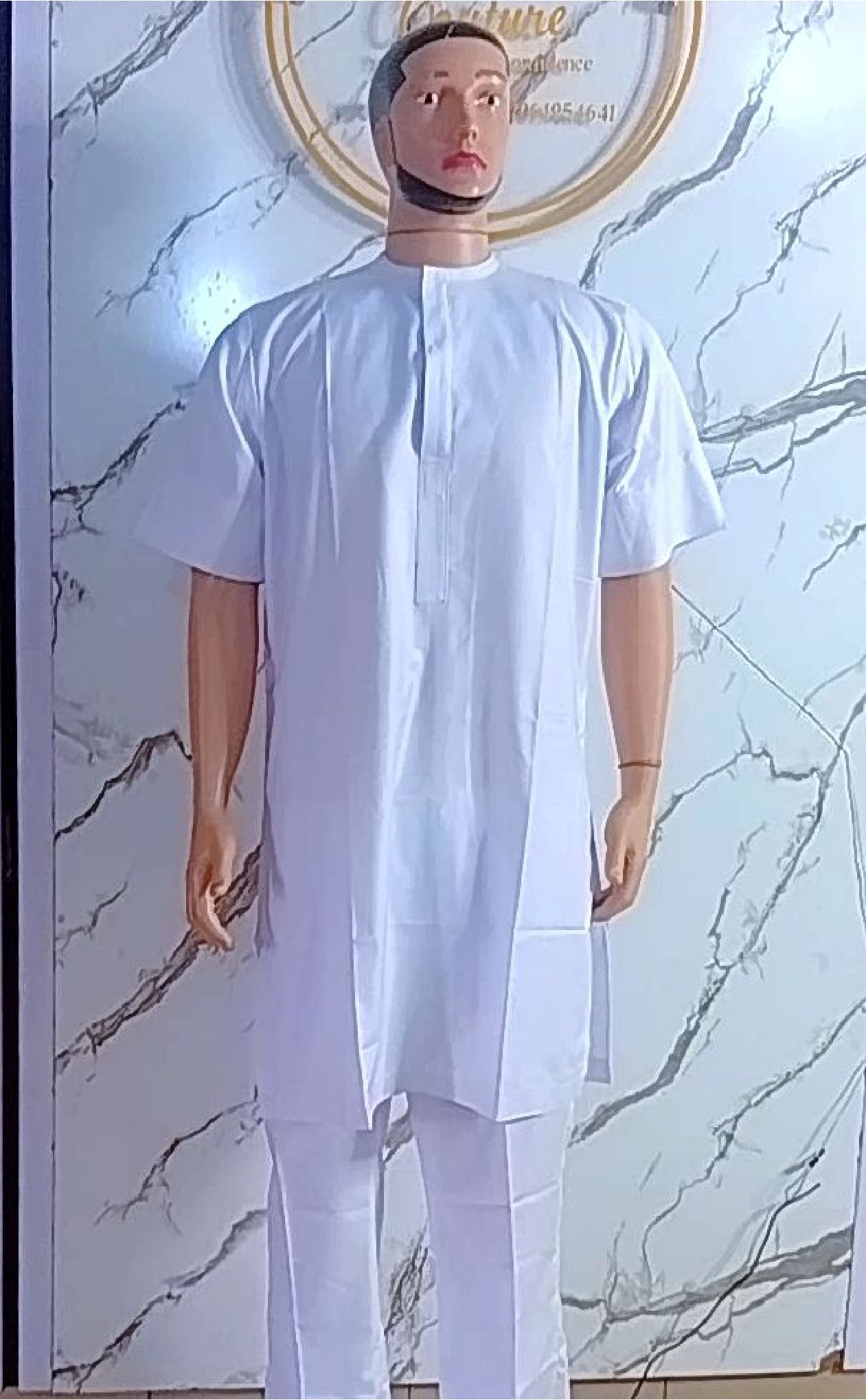 White Kaftan with Gold Embroidery